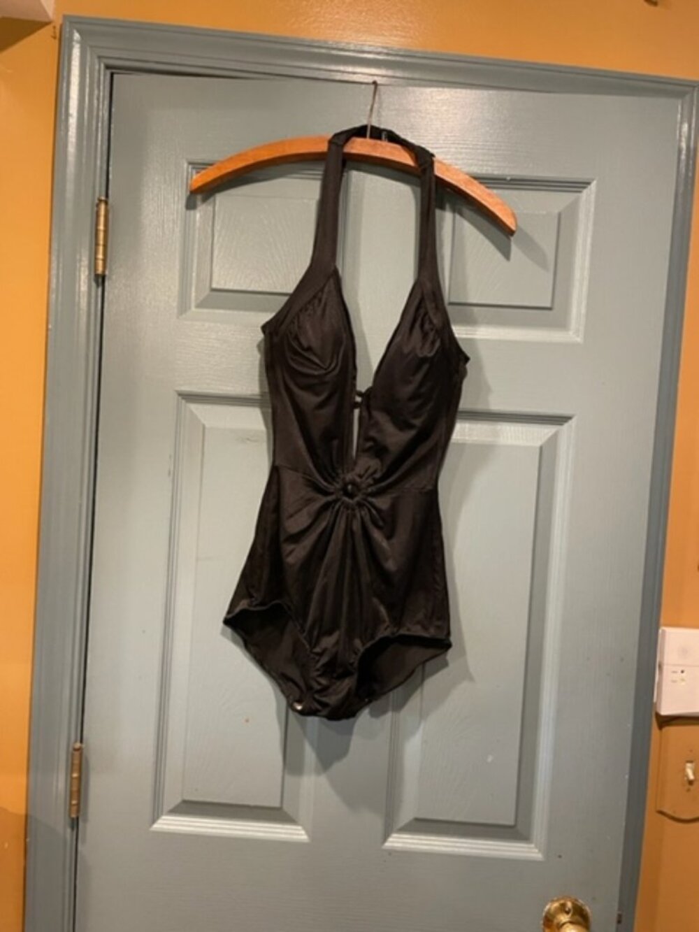 Robby Len 80s black bathing suit, S (11/12 vintage), glamorous, sexy, good cond.